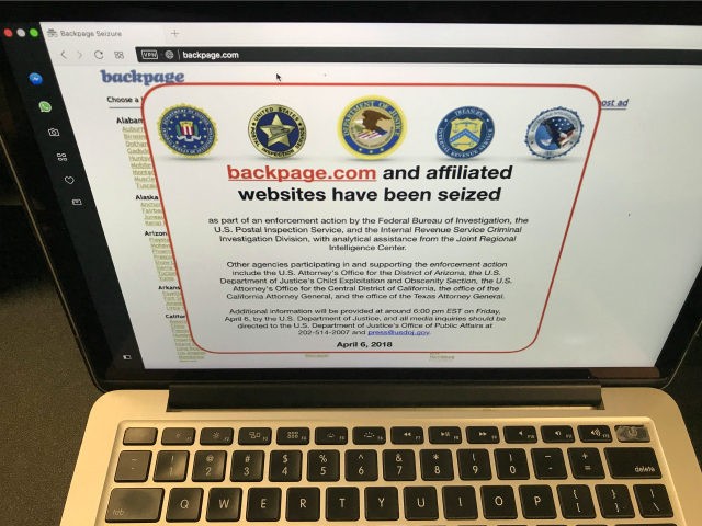 A screen shot of the website Backpage.com is seen Los Angeles Friday, April 6, 2018. Federal law enforcement authorities are in the process of seizing Backpage.com and its affiliated websites. A notice that appeared Friday afternoon at Backpage.com says the websites are being seized as part of an enforcement action …