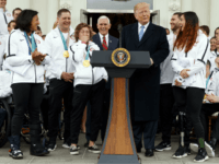 donald trump President Donald Trump jokes with Olympic snowboarding gold medalist Redmond Gerard during an event with the United States Olympic and Paralympic Teams at the White House, Friday, April 27, 2018, in Washington. (AP Photo/Evan Vucci)