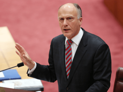Senator Eric Abetz during Senate question time on July 7, 2014 in Canberra, Australia. Twelve Senators will be sworn in today, with the repeal of the carbon tax expected to be first on the agenda. (Photo by Stefan Postles/Getty Images)