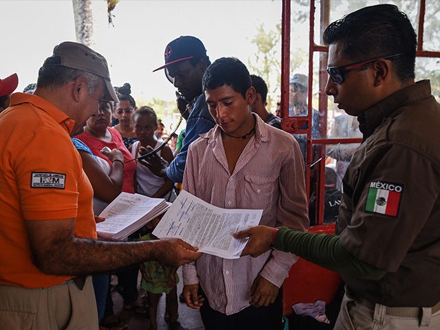 Central American migrants taking part on the 'Migrant Via Crucis' caravan toward