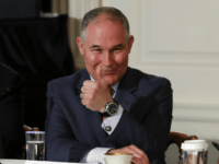 scott pruitt Environmental Protection Agency Administrator Scott Pruitt gives the thumbs-up as New Mexico Gov. Susana Martinez watches at right during a meeting with state and local officials and President Donald Trump about infrastructure in the State Dining Room of the White House in Washington, Monday, Feb. 12, 2018. (AP Photo/Carolyn Kaster)