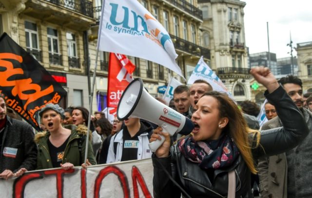 French student protests add to Macron's rail strike woes