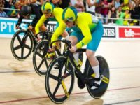 Stephanie Morton (front) won the women's keirin as Australia took three golds on the final night. 'Small step' as Australia clean up in Games cycling
