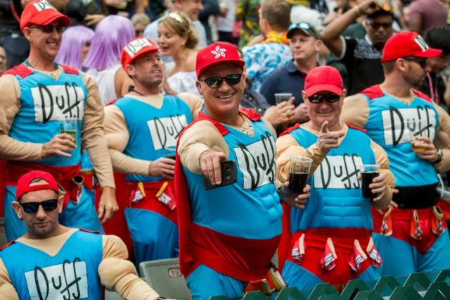 Boozy rugby fans show off fancy dress at Hong Kong Sevens