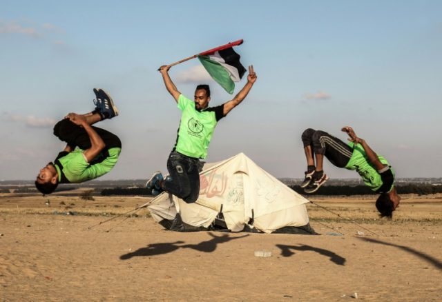 Palestinians practise parkour on Gaza-Israel border