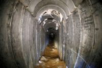 A picture taken with a fisheye lens on January 18, 2018 from the Israeli side of the border with the Gaza Strip shows a tunnel that Israel says was dug by the Islamic Jihad group leading from the Palestinian enclave into Israel Israel says destroys tunnel from Gaza that crossed barrier