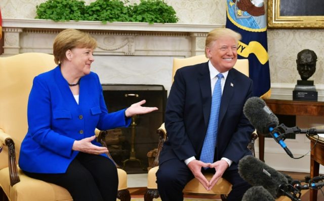 Trump hosts 'extraordinary woman' Merkel for White House talks