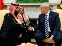 Trump Donald Trump, Mohammed bin Salman In this March 20, 2018, file photo, President Donald Trump shakes hands with Saudi Crown Prince Mohammed bin Salman in the Oval Office of the White House in Washington. The Trump administration is signing off on selling more than $1.3 billion in artillery to Saudi Arabia. The State Department says the administration told Congress on April 5 that it plans to approve the sale. The package includes about 180 Paladin howitzer systems. The artillery firing vehicles launch 155mm shells. (AP Photo/Evan Vucci, File) The Associated Press