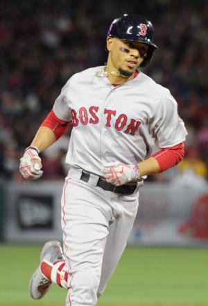 Mookie Betts hits three homers, tying Ted Williams' record