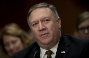 Pompeo meets NATO chief in first trip as U.S. secretary of state