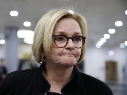 Sen. Claire McCaskill, D-Mo., turns away after speaking with a reporter, as she leaves aft