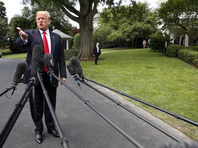 President Donald Trump on the South Lawn of the White House in Washington, Wednesday, May 23, 2018