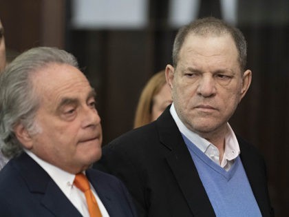 Harvey Weinstein, right, listens to his attorney, Benjamin Brafman, in court in New York o