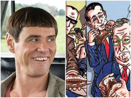 Actor Jim Carrey shared his latest piece of politically motivated artwork on Tuesday, thi