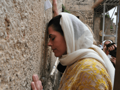 Chele Farley praying at the Western Wall yesterday Credit Courtesy