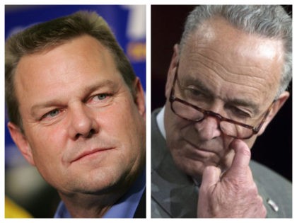 Collage of Jon Tester and Chuck Schumer