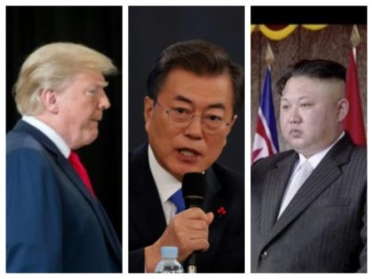 Collage of Trump, Moon, and Kim