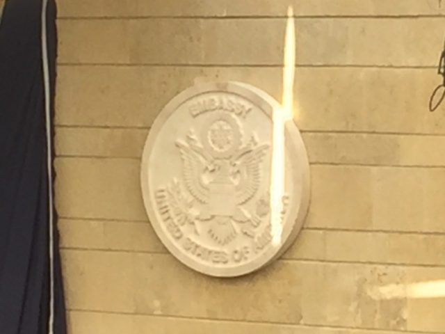 Embassy seal (Joel Pollak / Breitbart News)