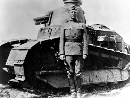 George S. Patton with a World War I FT-17 tank