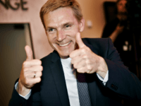 GettyImages-477639342 Kristian Thulesen Dahl, party leader of The Danish Peoples Party celebrates after the election in Copenhagen on June 18, 2015. Danish Prime Minister Helle Thorning-Schmidt resigned as Social Democratic party leader after a record score for an anti-immigration party lifted the opposition right-wing bloc to victory. Denmark's anti-immigration Danish People's …