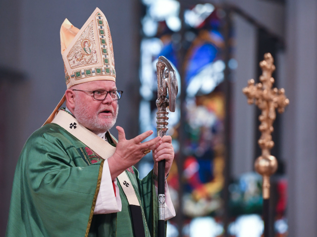 Cardinal Reinhard Marx speaks during a memorial service for the victims of the shooting spree in Munich on July 24, 2016 at the 'Dom zu Unserer Lieben Frau' Frauenkirche church in Munich, southern Germany. Europe reacted in shock to the third attack on the continent in just over a week, after 18-year-old German-Iranian student David Ali Sonboly went on a shooting spree at a shopping centre on July 22, 2016 in what appears to have been a premeditated attack, before turning the gun on himself. / AFP / dpa / Sven Hoppe / Germany OUT (Photo credit should read SVEN HOPPE/AFP/Getty Images)