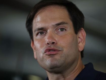 Sen. Marco Rubio speaks to the media about hurricane Irma at U.S. Coast Guard Air Station Miami on September 20, 2017 in Miami, Florida. Sen. Rubio visited Jacksonville, Miami, and the Keys to survey hurricane Irma damage and meet with FEMA, Coast Guard and local officials. (Photo by Joe Raedle/Getty …