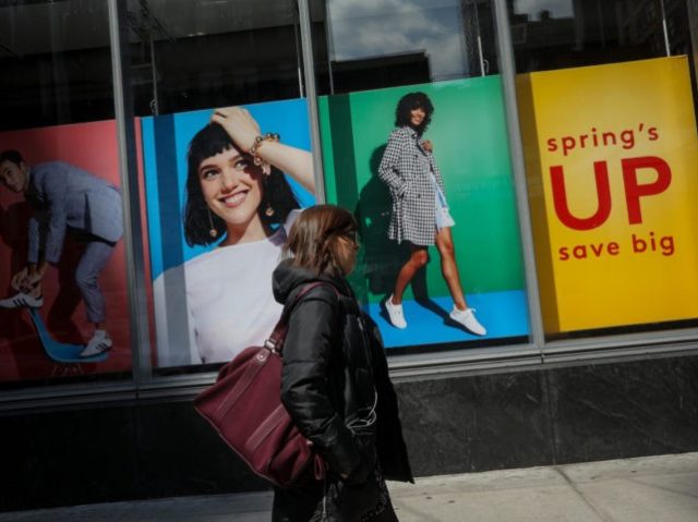 NEW YORK, NY - APRIL 11: A pedestrian walks past a Nordstrom Rack store in the Herald Squa