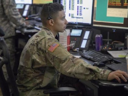 National Guardsman deployed to the Yuma Sector monitors communications systems. (Photo: U.S. Border Patrol/Agent Sears Taylor)
