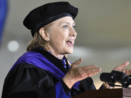 FILE - In this May 26, 2017, file photo, former Secretary of State Hillary Clinton delivers the commencement address at Wellesley College in Wellesley, Mass. Clinton is scheduled to be the speaker at Yale's class day on Sunday, May 20, 2018. An Associated Press analysis found that two-thirds of the …
