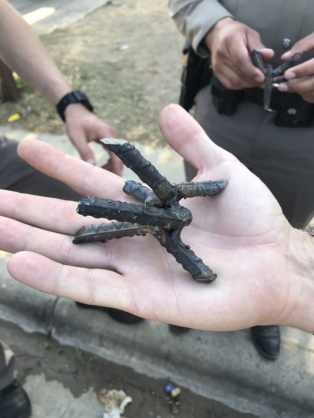 These hand-sized caltrops are potentially deadly weapons when deployed against agents during a pursuit, Border Patrol agents told Breitbart Texas. (Photo: U.S. Border Patrol)