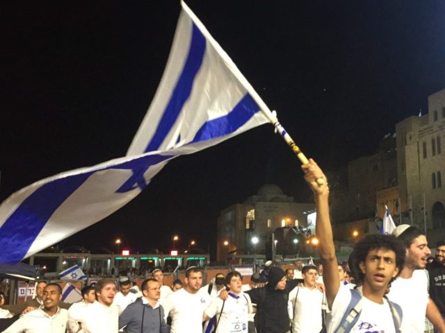 Israeli flag Kotel (Joel Pollak / Breitbart News)