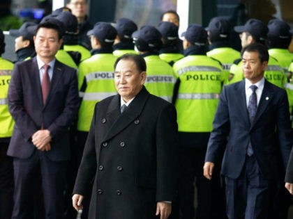 In this Feb. 27, 2018, file photo, Kim Yong Chol, center, a vice chairman of North Korea's