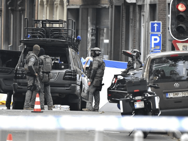Belgian Special Police at the scene of a shooting in Liege, Belgium, Tuesday, May 29, 2018