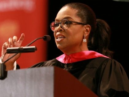 Media producer Oprah Winfrey addresses The USC Annenberg School For Communication And Journalism Celebrates Commencement at The Shrine Auditorium on May 11, 2018 in Los Angeles, California. (Photo by Leon Bennett/Getty Images)