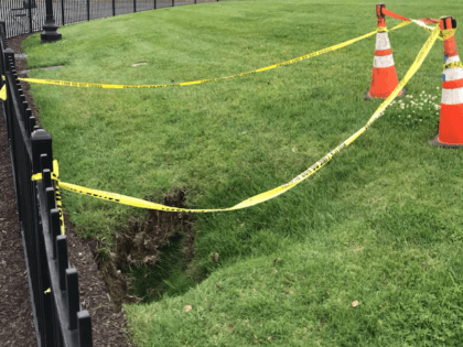 A sinkhole appears in the White House lawn Charlie Spiering/Breitbart News