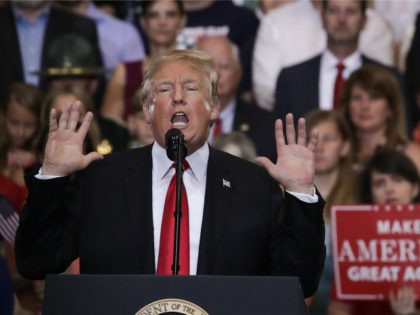 U.S. President Donald Trump speaks during a rally at the Nashville Municipal Auditorium, M