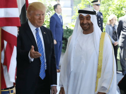 U.S. President Donald Trump welcomes Crown Prince Shaikh Mohammad bin Zayed Al Nahyan of Abu Dhabi, for a meeting in the Oval Office of the White House, on May 15, 2017 in Washington, DC. Shaikh Mohammad is on a two-day visit to the U.S. (Photo by Mark Wilson/Getty Images)