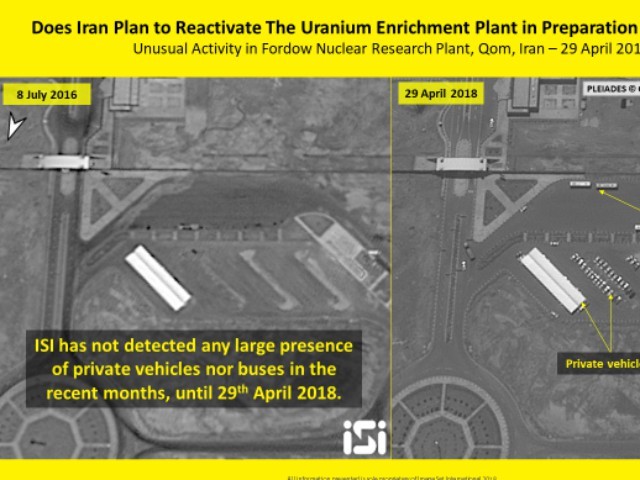 An Israeli satellite imaging company on Thursday released images showing what it described as “unusual” movement around the Iranian Fordo nuclear facility, a one-time uranium enrichment plant buried deep underground that was converted to a research center as part of the 2015 nuclear deal.