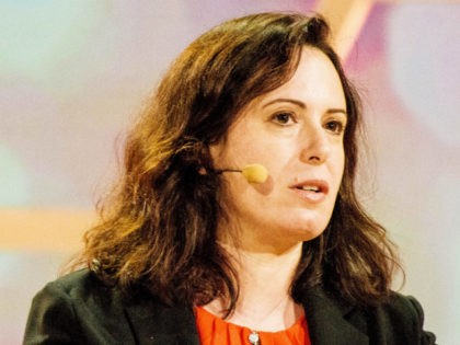 Journalist Maggie Haberman, White House correspondent for the New York Times, speaks at the “Nobel Week Dialogue: the Future of Truth” conference at Svenska Mässan on Dec. 9 in Gothenburg, Sweden. Julia Reinhart/Getty Images