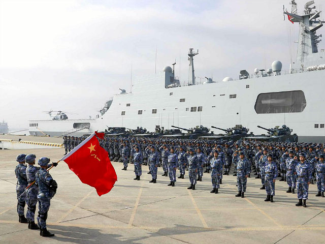 ZHANJIANG, CHINA - JANUARY 03: The marines of China navy participate in the annual militar