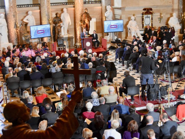 Statuary Hall in the nation's Capitol was filled with music and prayer at the 67th annual National Day of Prayer on Thursday. (Penny Starr/Breitbart News)