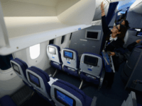 To fit the extra seats, the economy and “Economy Plus” seats will be arranged in rows of ten across. (Credit: Kevork Djansezian/Getty Images