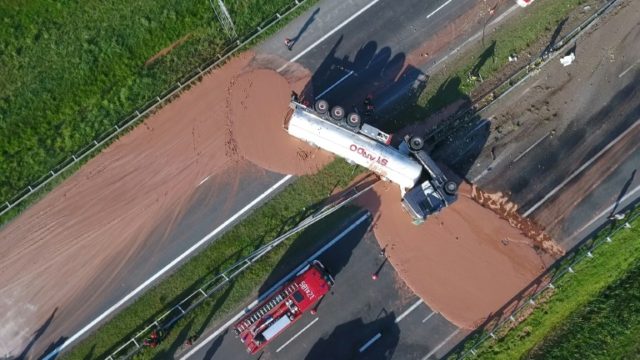 Choc-a-block traffic after tanker spill in Poland