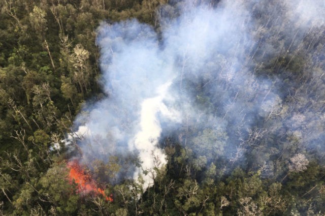 Hawaii Volcano In this May 7, 2018 photo provided by the U.S. Geological Survey, smoke rises from a fissure in Leilani Estates in Pahoa, Hawaii. Hawaii's erupting Kilauea volcano has destroyed homes and forced the evacuations of more than a thousand people. (U.S. Geological Survey via AP) The Associated Press