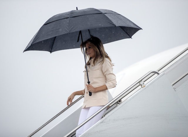 First lady Melania Trump arrives at McAllen Miller International Airport in McAllen, Texas