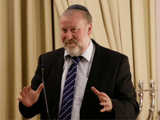 Israeli attorney general Avichai Mandelblit gestures as he speaks during an event at the P