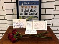 Capital-Gazette At the State House, letters and flowers form a memorial Friday, June 29, 2018, in Annapolis, Md., from Gov. Larry Hogan, state Senate President Thomas V. Mike Miller and House Speaker Michael Busch at the state house. The memorial is for the five dead members of the Capitol Gazette who …