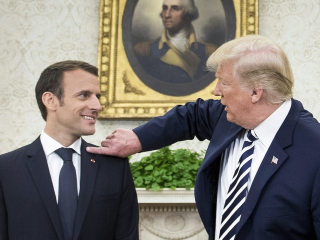 Emmanuel Macron dandruff Trump (Brendan Smialowski / AFP / Getty)
