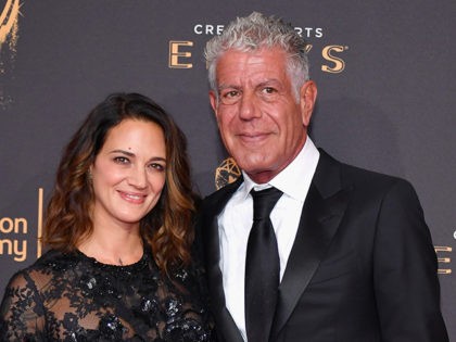 LOS ANGELES, CA - SEPTEMBER 09: Actor Asia Argento and Anthony Bourdain attend day 1 of the 2017 Creative Arts Emmy Awards at Microsoft Theater on September 9, 2017 in Los Angeles, California. (Photo by Neilson Barnard/Getty Images)