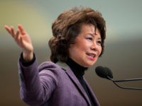 US-ECONOMY-AUTO Elaine Chao, US Secretary of Transportation speaks at the start of the 2018 North American International Auto Show Press Preview in Detroit, Michigan, January 14, 2018. / AFP PHOTO / Geoff Robins (Photo credit should read GEOFF ROBINS/AFP/Getty Images)